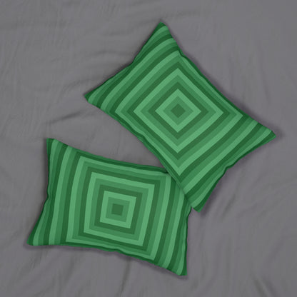 Green Optical Illusion Lumbar Pillow – Retro Concentric Square Throw Cushion for Modern or Mid-Century Decor