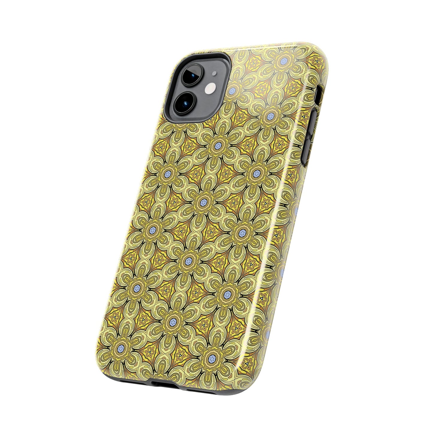 Retro Yellow Flowers Pattern Phone Case – Vibrant Geometric Floral Design for iPhone & Samsung