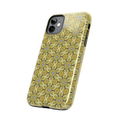 Retro Yellow Flowers Pattern Phone Case – Vibrant Geometric Floral Design for iPhone & Samsung
