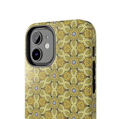 Retro Yellow Flowers Pattern Phone Case – Vibrant Geometric Floral Design for iPhone & Samsung