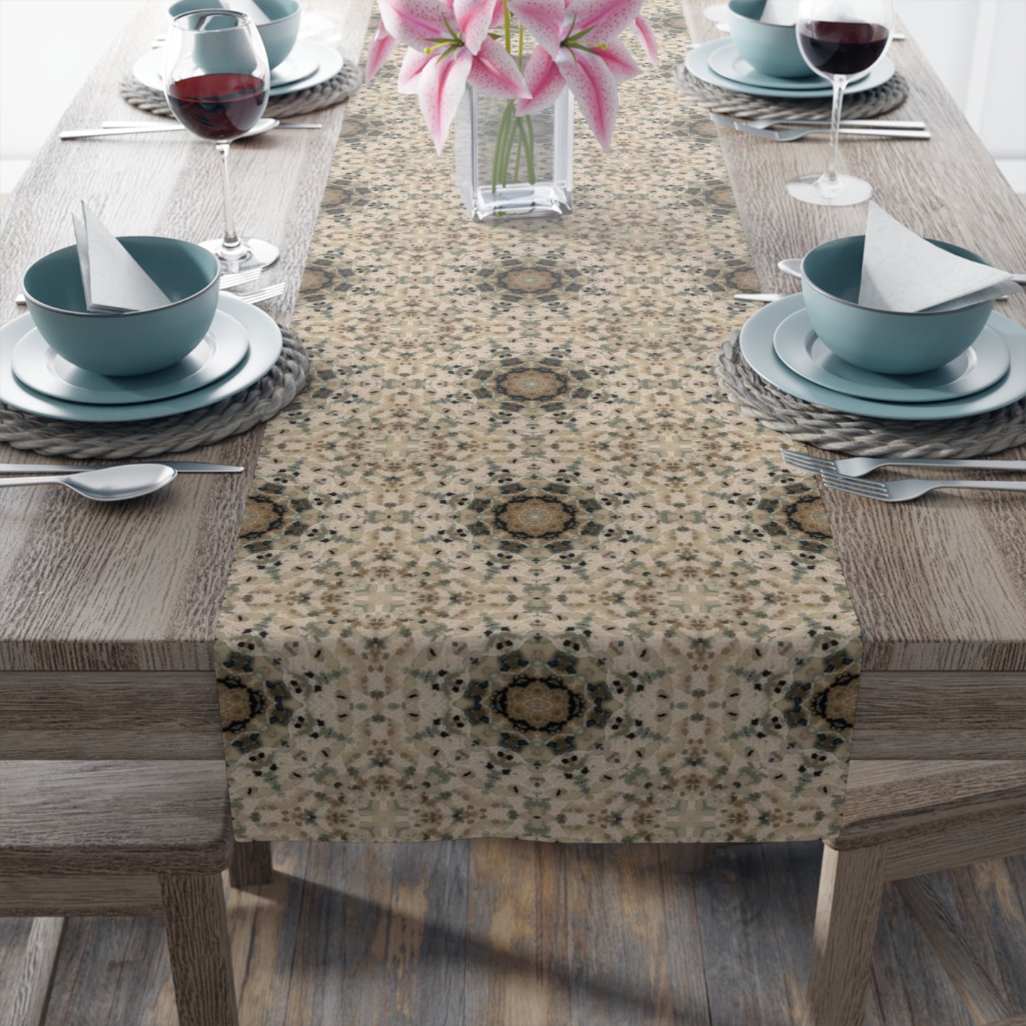 Desert Suns Table Runner – Boho Cotton Dining Decor, Southwestern Sunburst Centerpiece