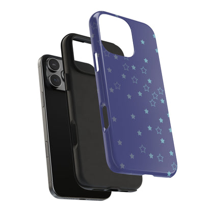 Blue Starfall Tough Phone Case – Celestial Blue Star Cover, Galaxy-Inspired Night Sky iPhone Accessory