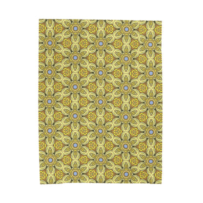 Retro Yellow Flowers Velveteen Blanket – Soft Geometric Floral Throw for Living Room & Bedroom
