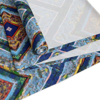 Blue Fusion Tiling Table Runner – Blue Geometric Dining Decor, Modern Tile Pattern Runner
