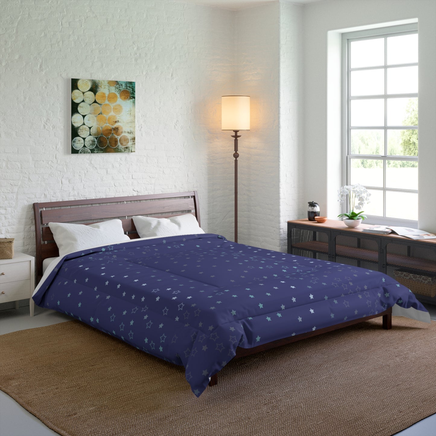 Blue Starfall Comforter – Blue Star Bedding, Celestial Night Sky Comforter, Galaxy-Inspired Bedroom Decor