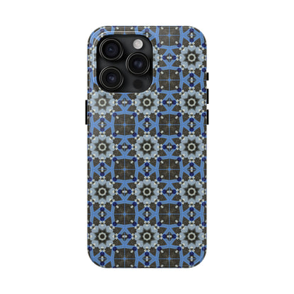 Blue Quilt Pattern Phone Case – Geometric Floral Protective Cover for iPhone & Android Models