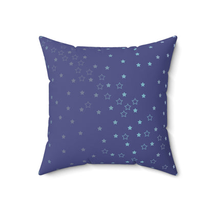 Blue Starfall Square Pillow – Spun Polyester Decorative Cushion with Geometric Pattern on Blue Background
