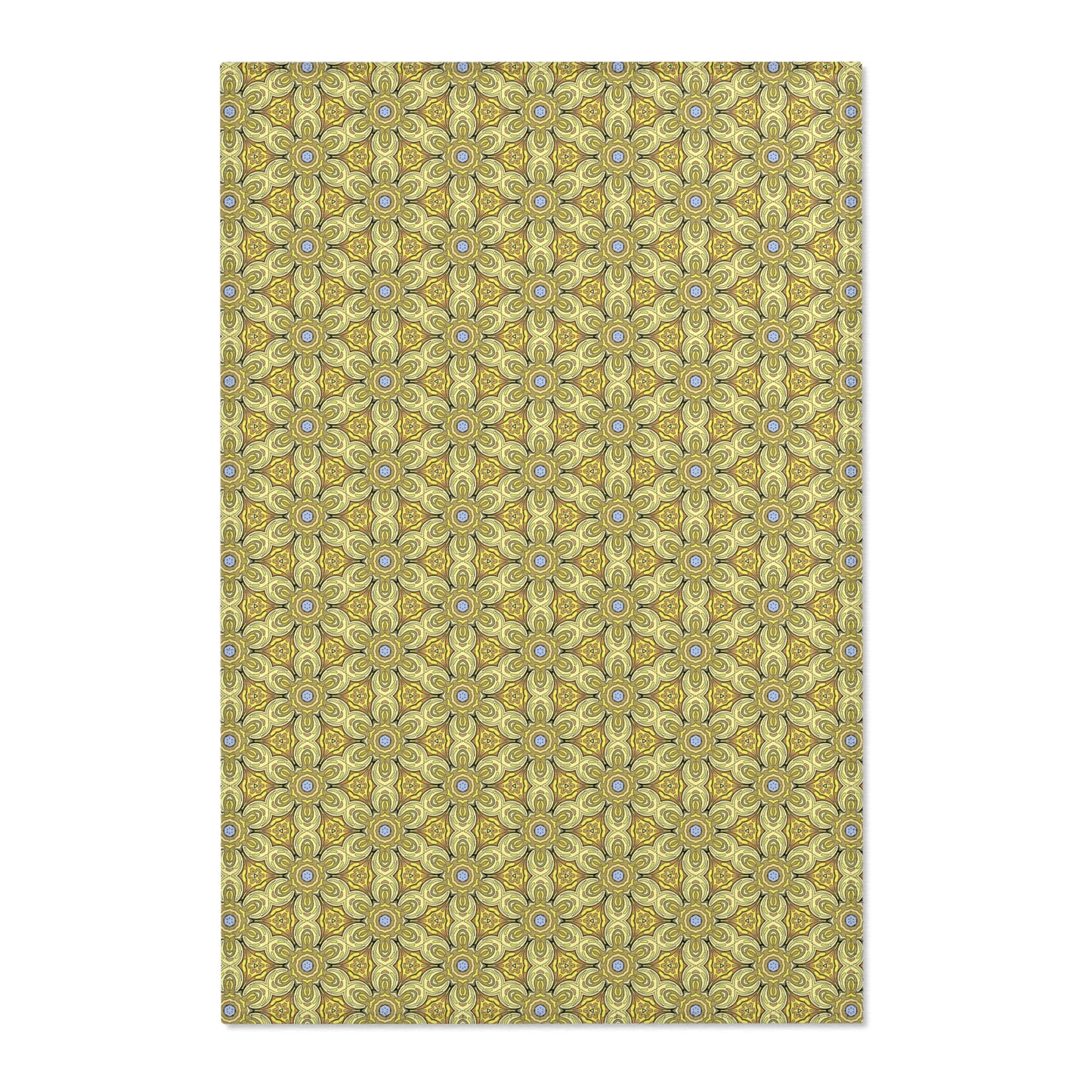 Retro Yellow Flowers Area Rug – Colorful Geometric Floral Rug for Modern Home Decor