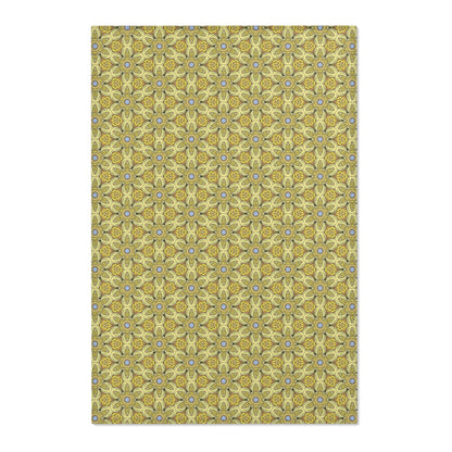 Retro Yellow Flowers Area Rug – Colorful Geometric Floral Rug for Modern Home Decor
