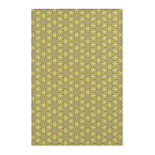 Retro Yellow Flowers Area Rug – Colorful Geometric Floral Rug for Modern Home Decor