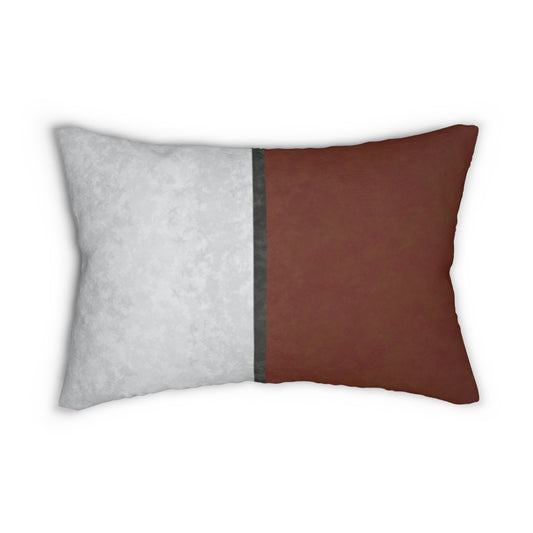 Terracotta and White Colorblock Lumbar Pillow – Modern Two-Tone Decorative Cushion with Minimalist Design