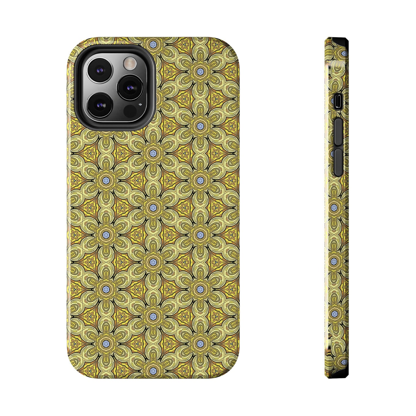 Retro Yellow Flowers Pattern Phone Case – Vibrant Geometric Floral Design for iPhone & Samsung