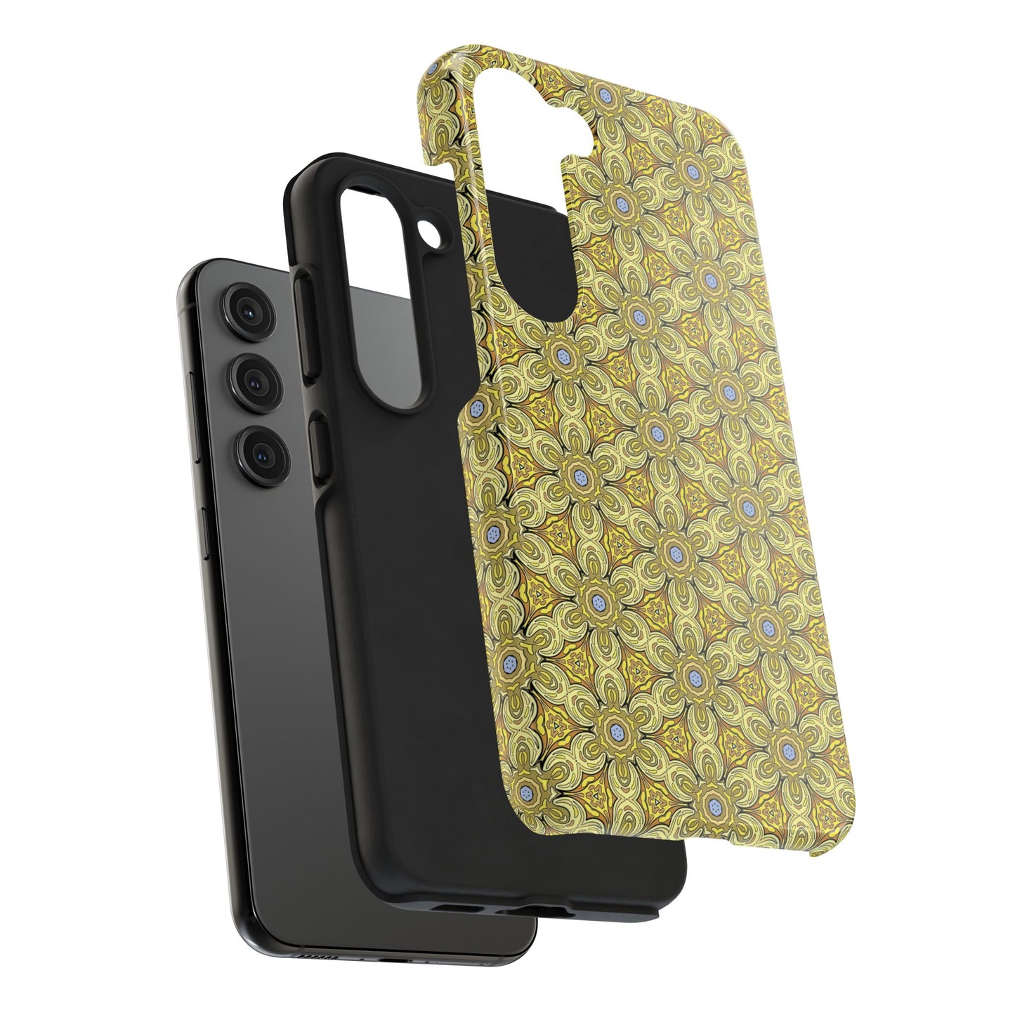 Retro Yellow Flowers Pattern Phone Case – Vibrant Geometric Floral Design for iPhone & Samsung
