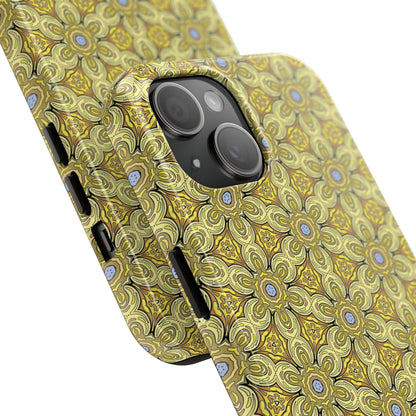 Retro Yellow Flowers Pattern Phone Case – Vibrant Geometric Floral Design for iPhone & Samsung