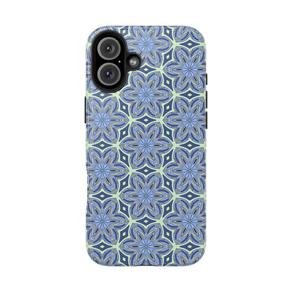 Pale Cornflower Blue and Yellow Phone Case – Geometric Floral Protective Cover for iPhone & Android Models