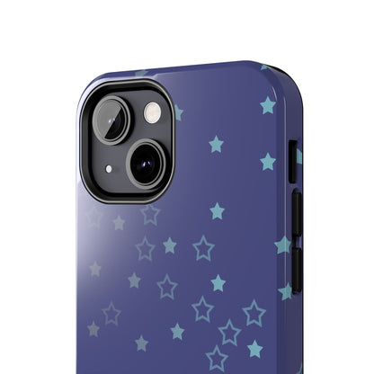 Blue Starfall Tough Phone Case – Celestial Blue Star Cover, Galaxy-Inspired Night Sky iPhone Accessory
