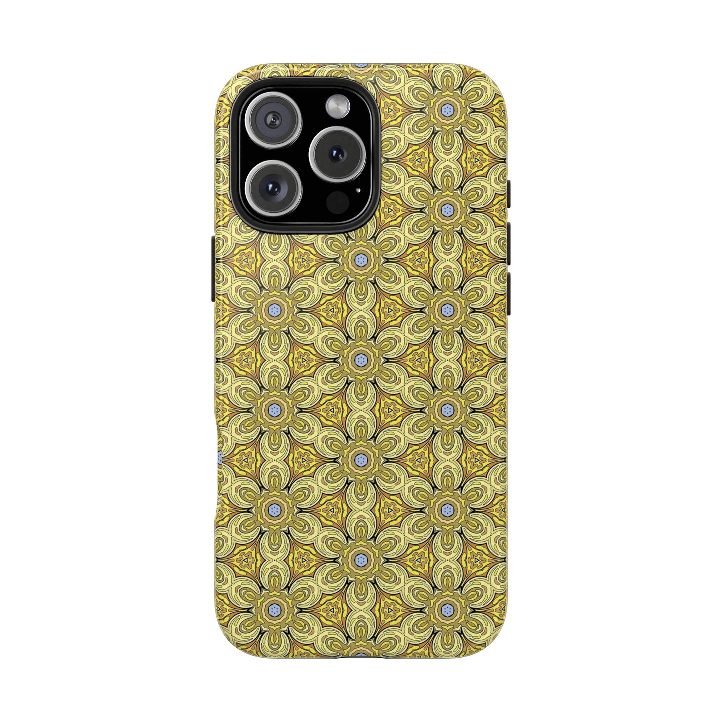 Retro Yellow Flowers Pattern Phone Case – Vibrant Geometric Floral Design for iPhone & Samsung