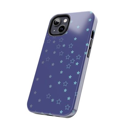 Blue Starfall Tough Phone Case – Celestial Blue Star Cover, Galaxy-Inspired Night Sky iPhone Accessory
