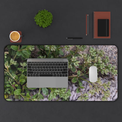 Where the Allseed Grows Desk Mat – Urban Nature Minimalist Botanical Workspace Mat with Concrete Texture Design