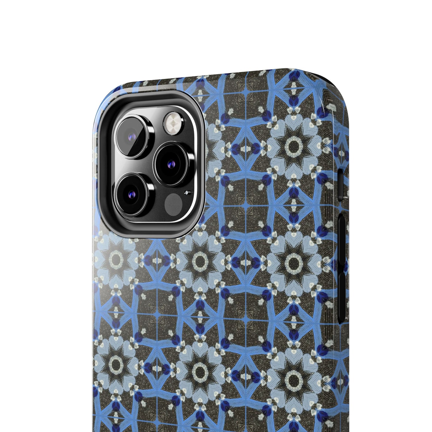 Blue Quilt Pattern Phone Case – Geometric Floral Protective Cover for iPhone & Android Models