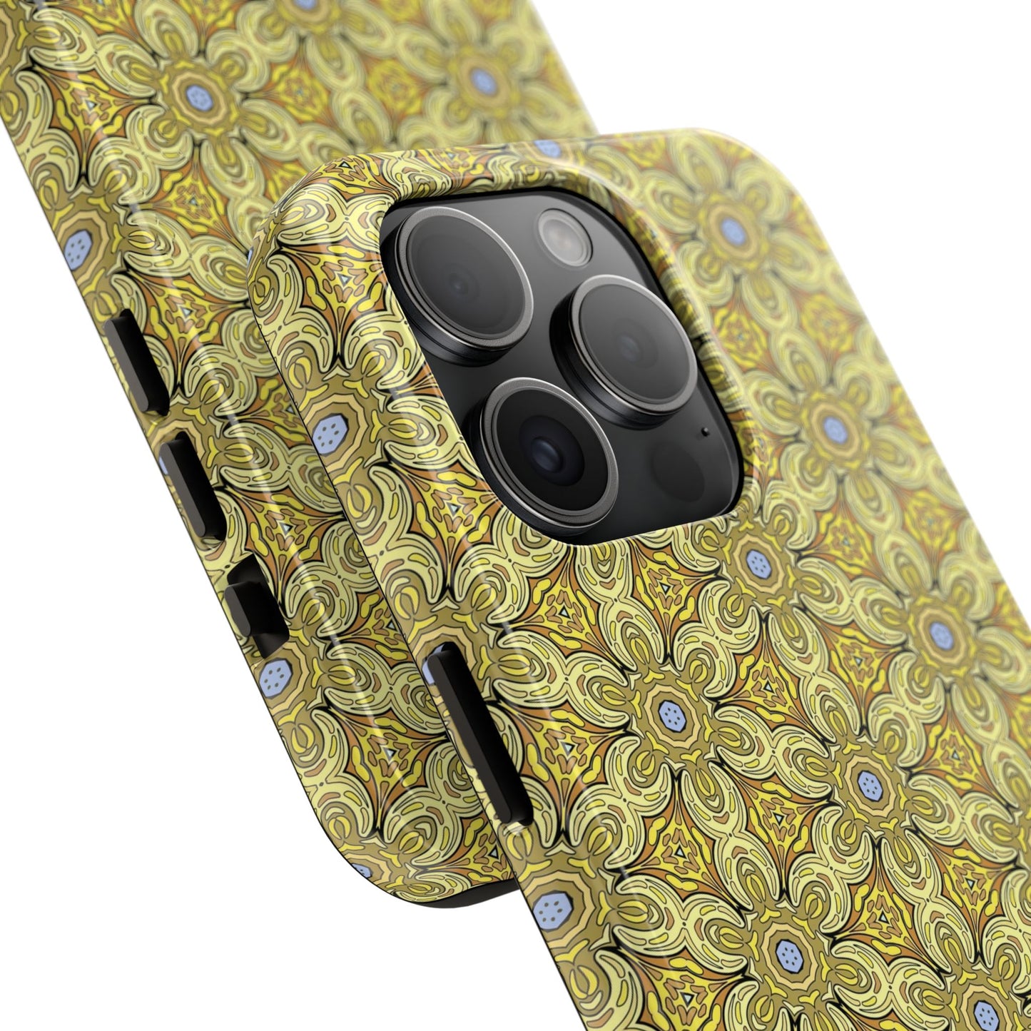 Retro Yellow Flowers Pattern Phone Case – Vibrant Geometric Floral Design for iPhone & Samsung