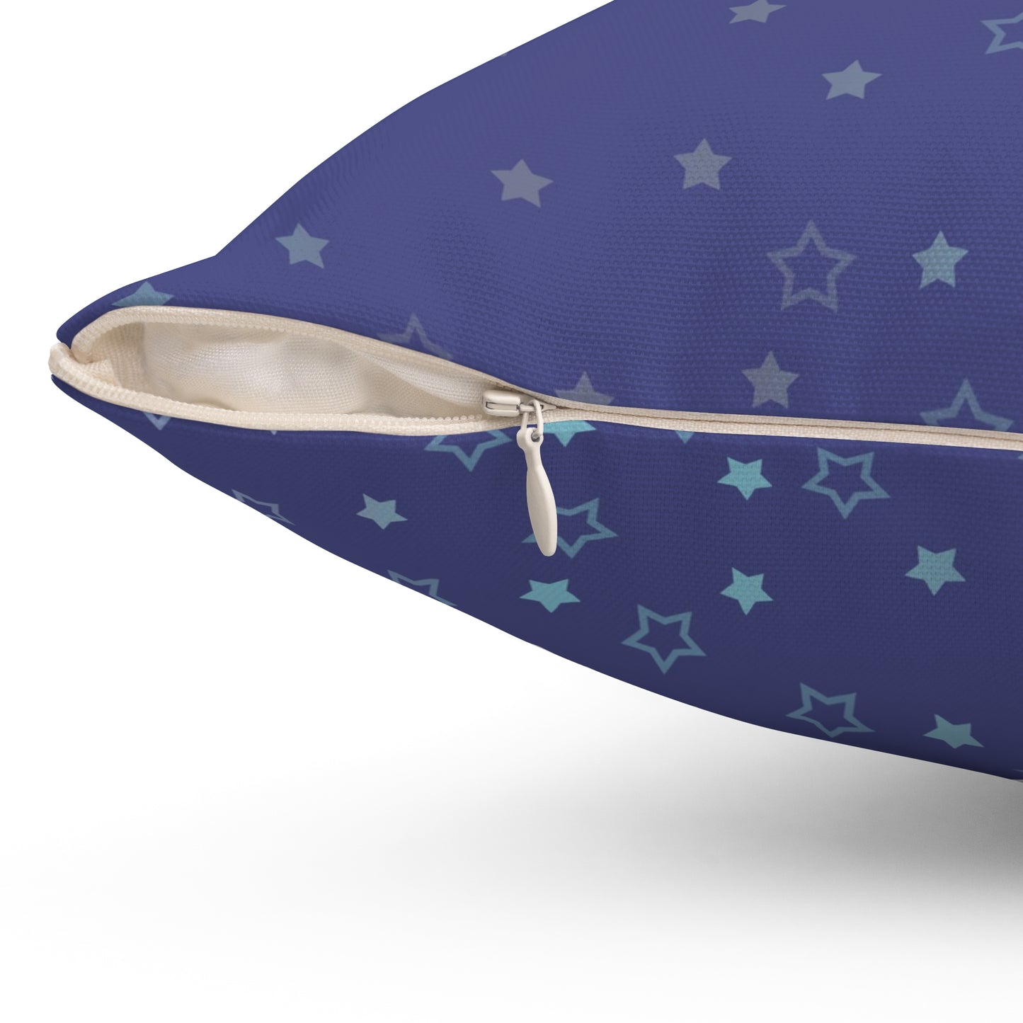 Blue Starfall Square Pillow – Spun Polyester Decorative Cushion with Geometric Pattern on Blue Background