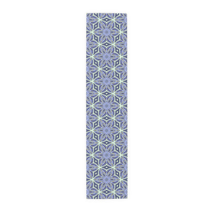 Pale Cornflower Blue and Yellow Table Runner – Elegant Floral Dining Decor for Modern and Traditional Settings