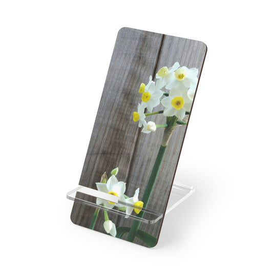 Daffodils by the Fence Phone Stand – Cottagecore Floral Desk Accessory with Rustic Spring Charm