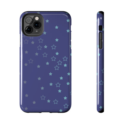Blue Starfall Tough Phone Case – Celestial Blue Star Cover, Galaxy-Inspired Night Sky iPhone Accessory