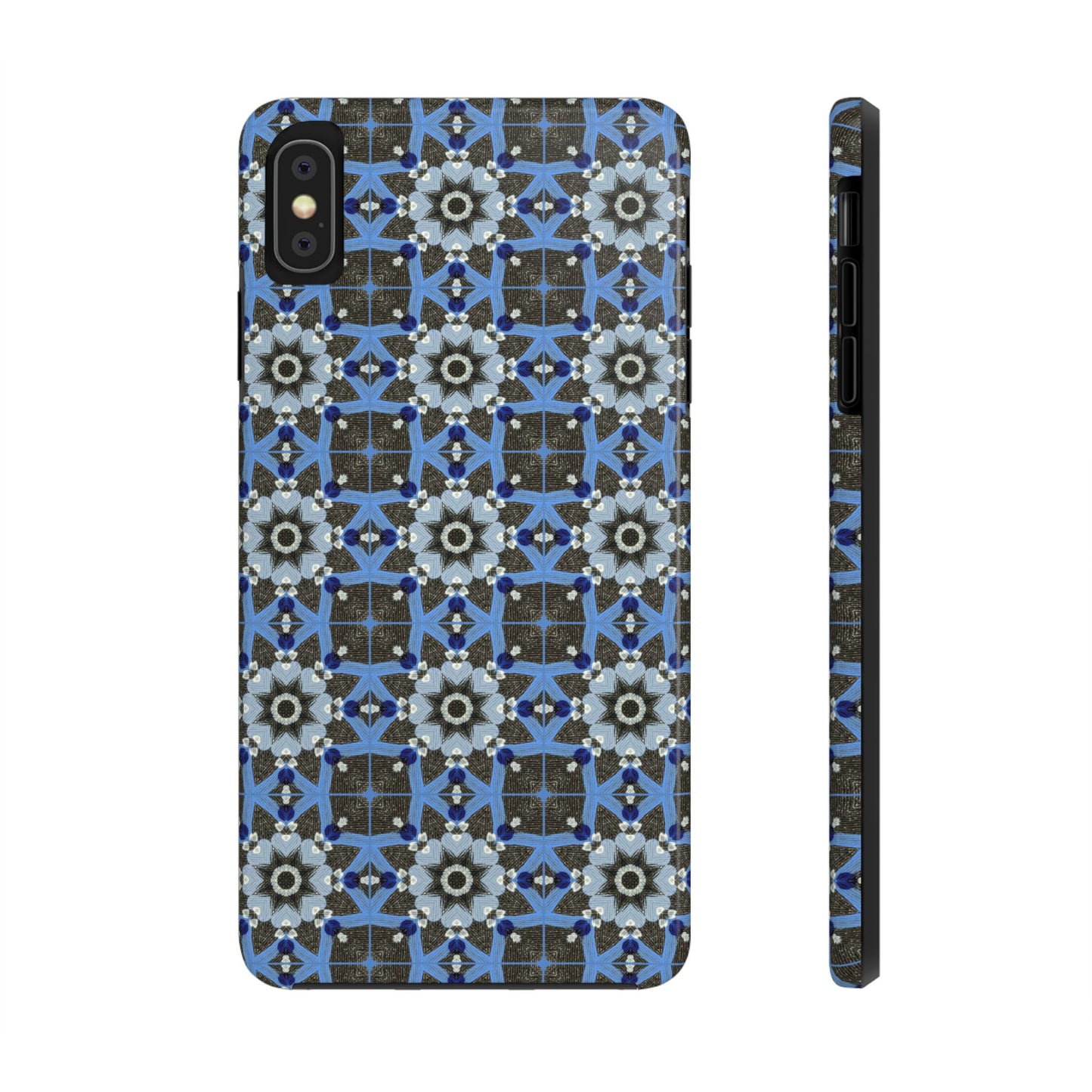Blue Quilt Pattern Phone Case – Geometric Floral Protective Cover for iPhone & Android Models