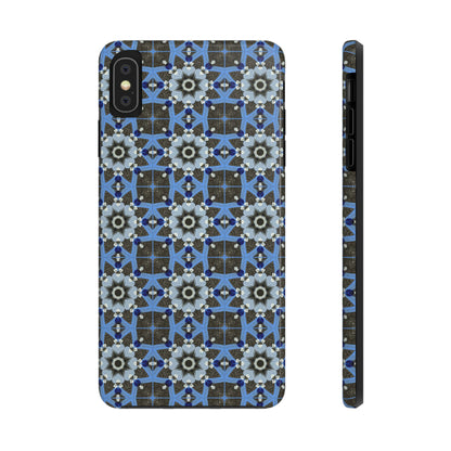 Blue Quilt Pattern Phone Case – Geometric Floral Protective Cover for iPhone & Android Models