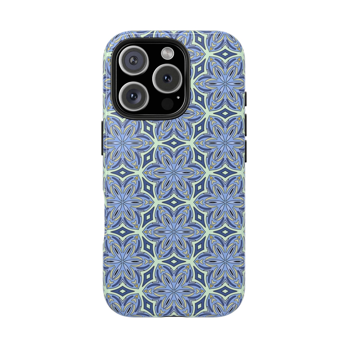 Pale Cornflower Blue and Yellow Phone Case – Geometric Floral Protective Cover for iPhone & Android Models