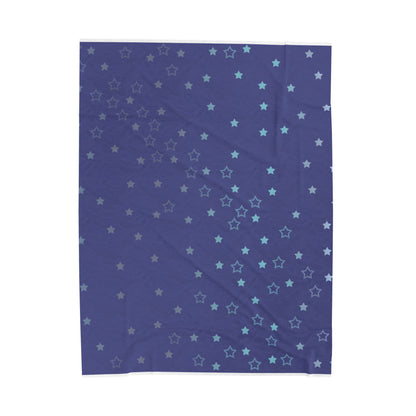 Blue Starfall Velveteen Plush Blanket – Blue Star Throw, Celestial Night Sky Fleece Blanket, Galaxy-Inspired Cozy Decor