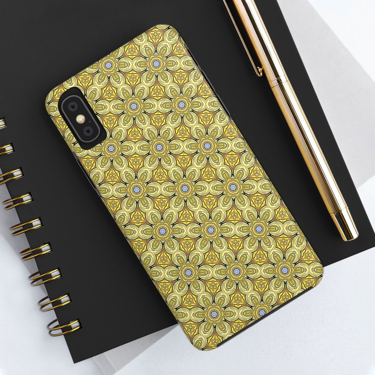 Retro Yellow Flowers Pattern Phone Case – Vibrant Geometric Floral Design for iPhone & Samsung