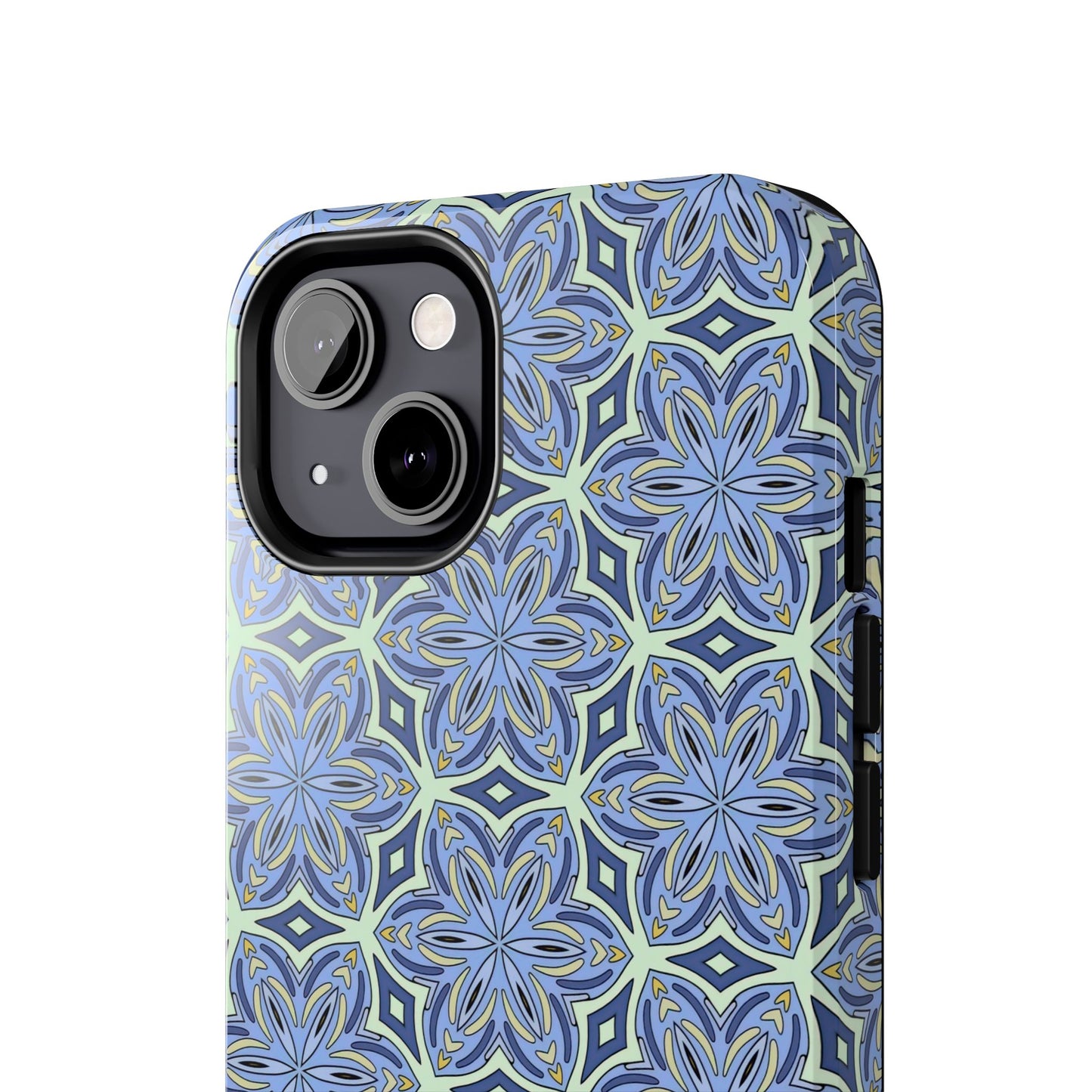 Pale Cornflower Blue and Yellow Phone Case – Geometric Floral Protective Cover for iPhone & Android Models