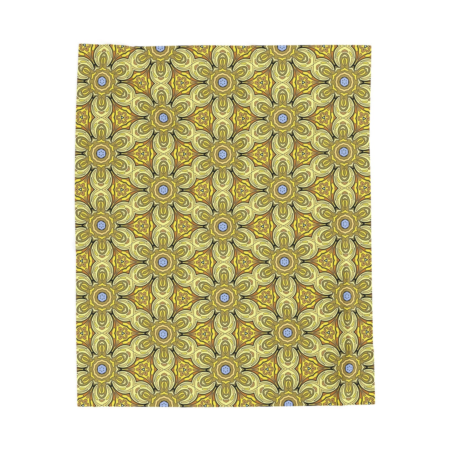 Retro Yellow Flowers Velveteen Blanket – Soft Geometric Floral Throw for Living Room & Bedroom