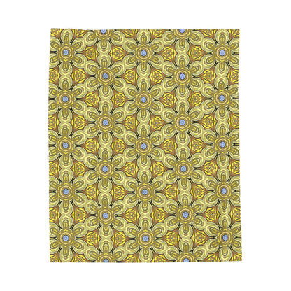 Retro Yellow Flowers Velveteen Blanket – Soft Geometric Floral Throw for Living Room & Bedroom