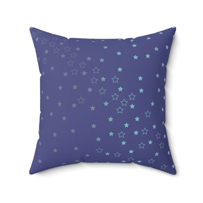 Blue Starfall Square Pillow – Spun Polyester Decorative Cushion with Geometric Pattern on Blue Background