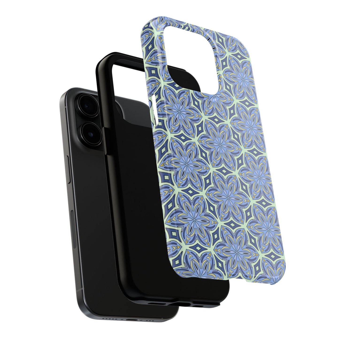 Pale Cornflower Blue and Yellow Phone Case – Geometric Floral Protective Cover for iPhone & Android Models