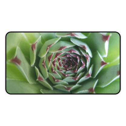 Pale Green Spiky Succulent Desk Mat – Minimalist Botanical Desk Accessory for Modern Office Decor