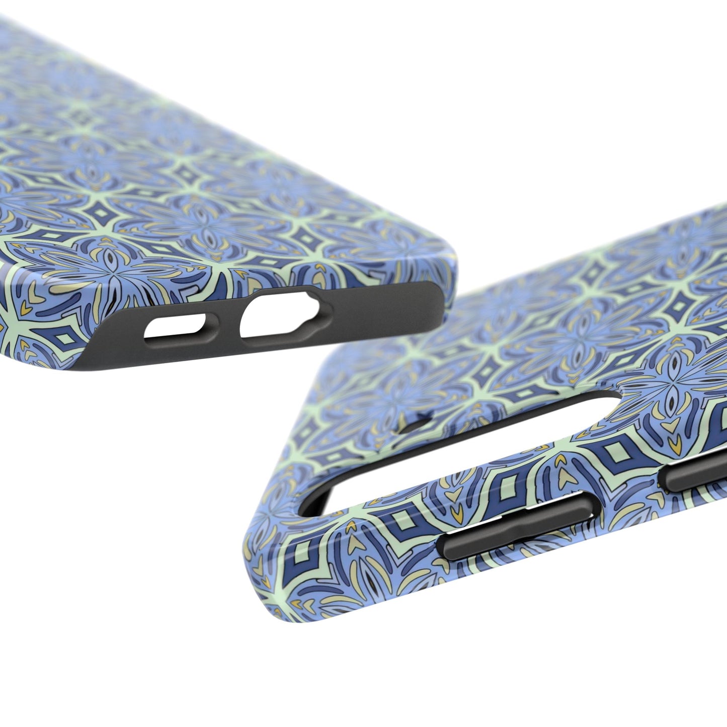 Pale Cornflower Blue and Yellow Phone Case – Geometric Floral Protective Cover for iPhone & Android Models