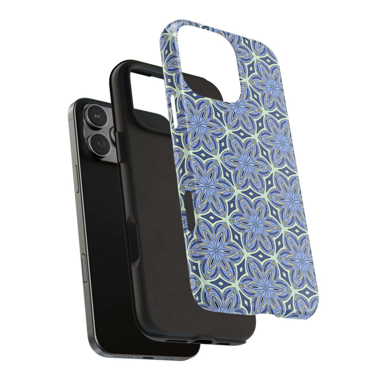 Pale Cornflower Blue and Yellow Phone Case – Geometric Floral Protective Cover for iPhone & Android Models