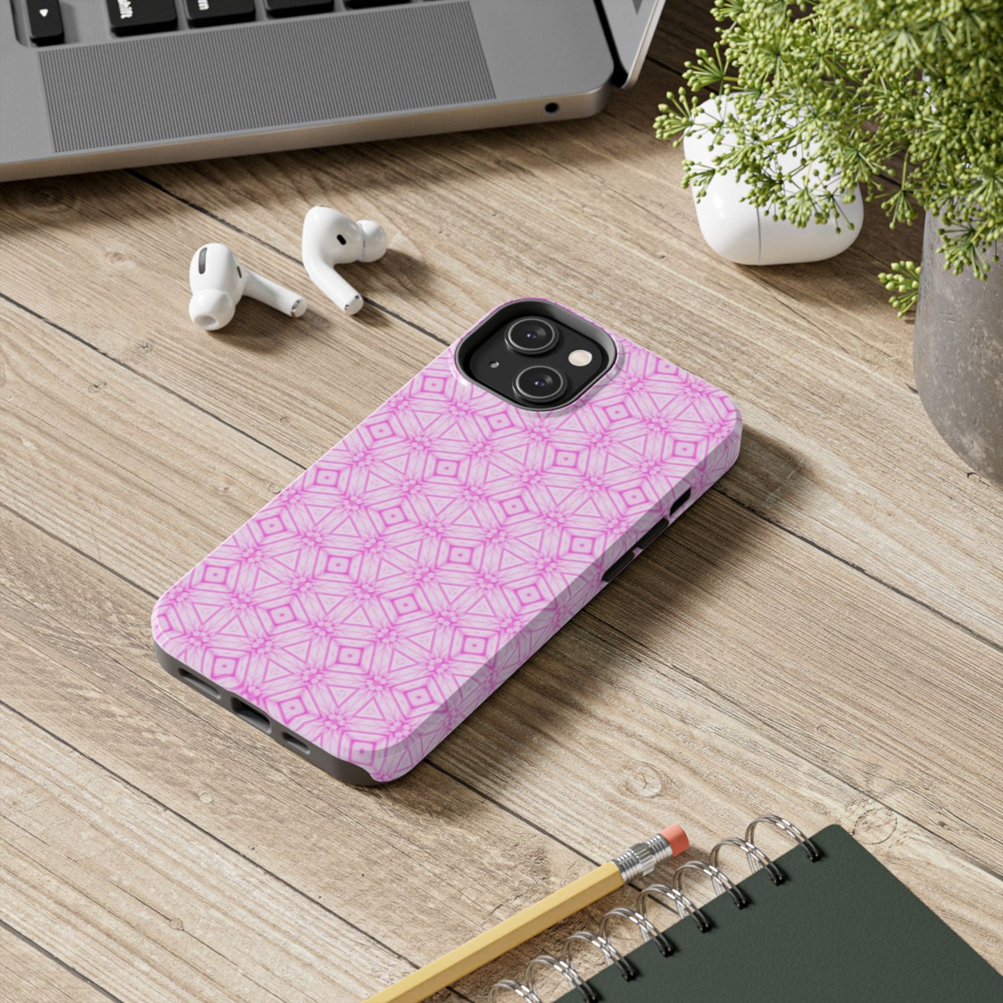 Cherry Blossom Patchwork Tough Case – Sakura Floral Pink Spring Floral Pattern Phone Case for Samsung Galaxy and iPhone