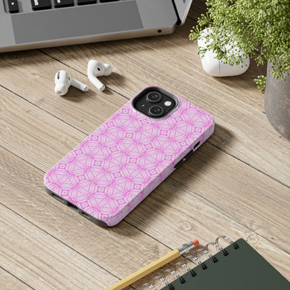 Cherry Blossom Patchwork Tough Case – Sakura Floral Pink Spring Floral Pattern Phone Case for Samsung Galaxy and iPhone