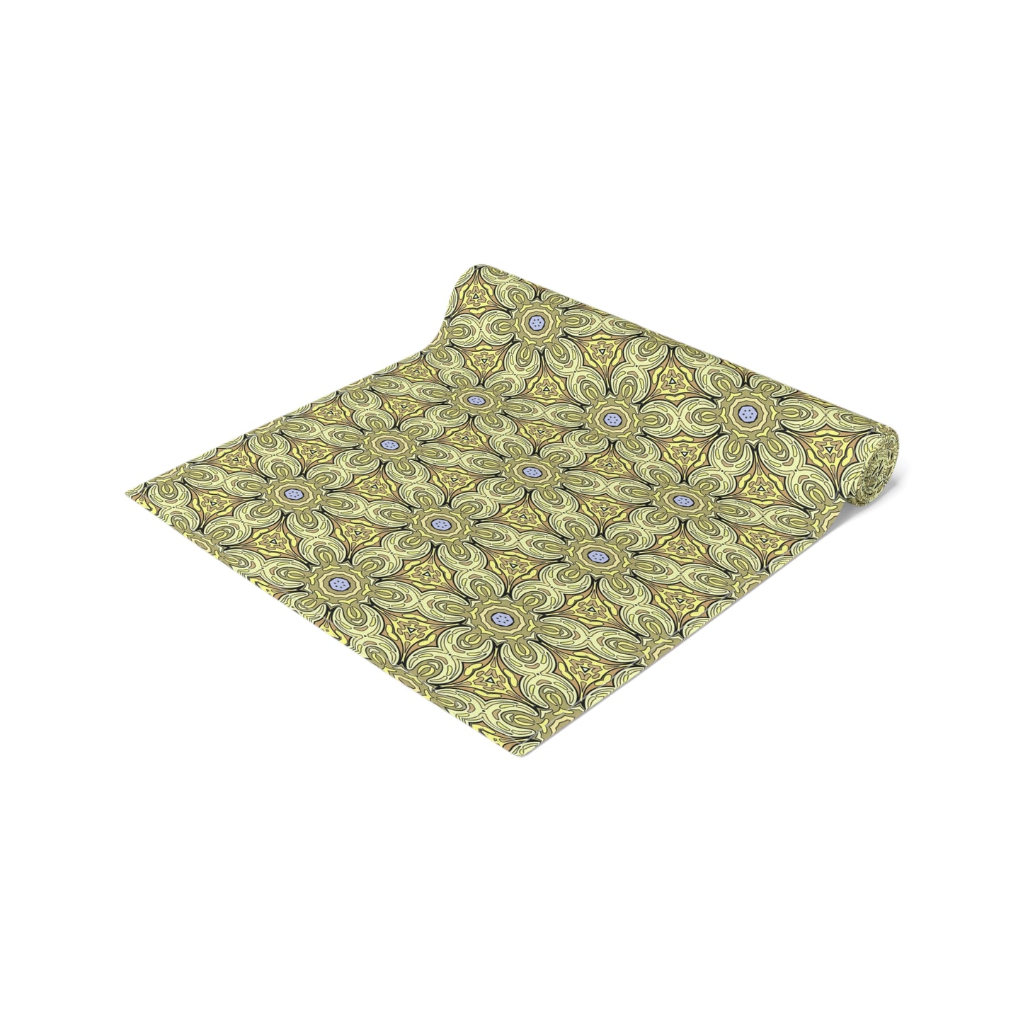 Retro Yellow Flowers Table Runner – Geometric Floral Dining Room & Kitchen Decor