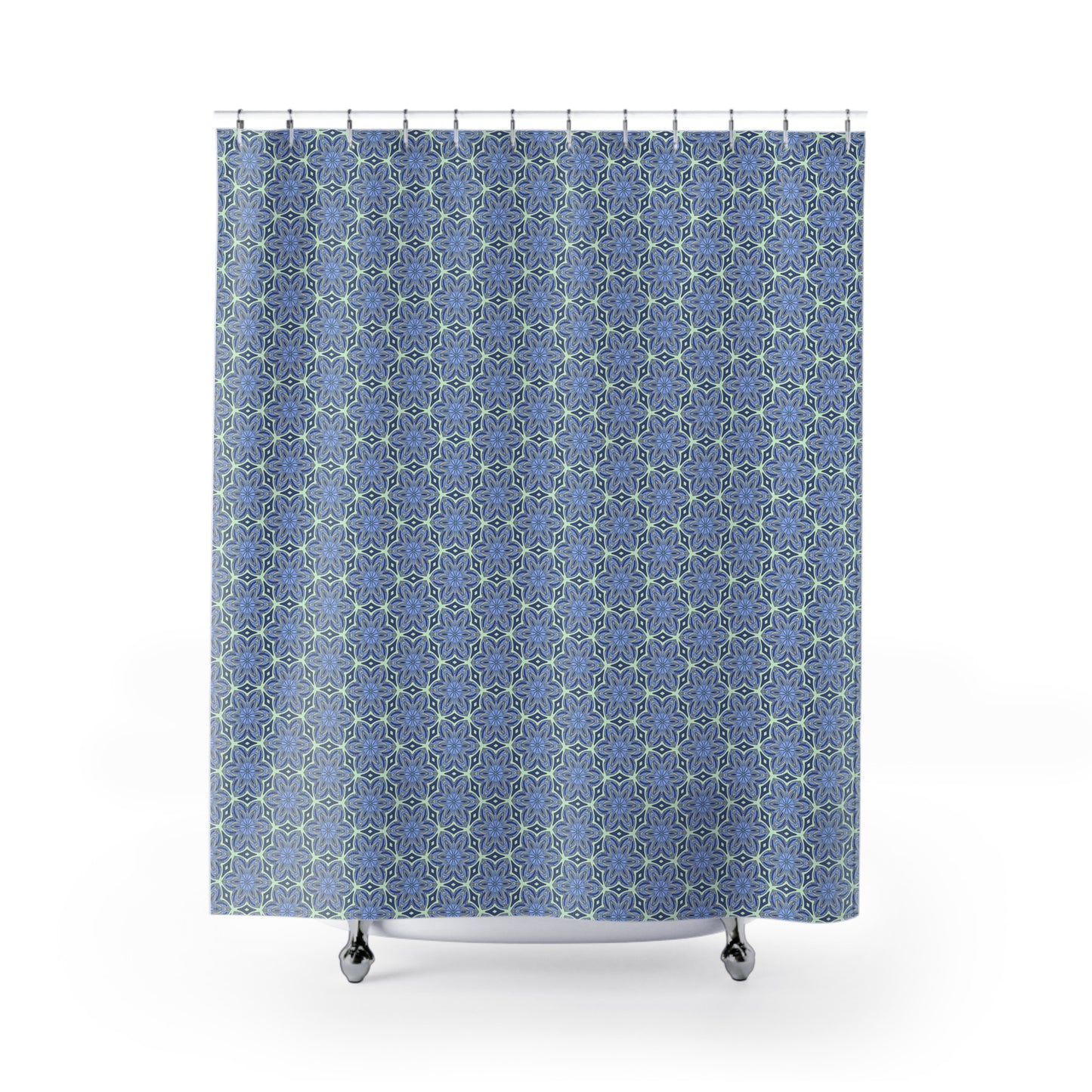 Pale Cornflower Blue and Yellow Shower Curtain – Elegant Floral Botanical Bathroom Decor for a Serene Oasis
