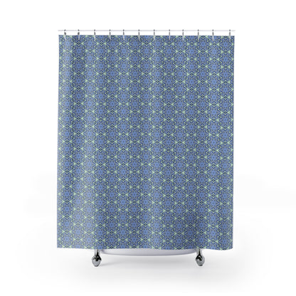 Pale Cornflower Blue and Yellow Shower Curtain – Elegant Floral Botanical Bathroom Decor for a Serene Oasis