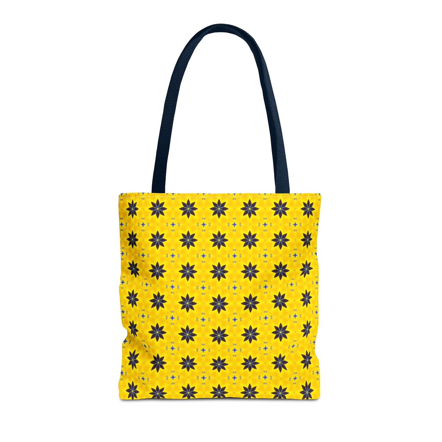 Navy Blue Flowers Tote Bag – Bold Floral Canvas Tote for Boho Chic Style