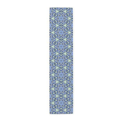 Pale Cornflower Blue and Yellow Table Runner – Elegant Floral Dining Decor for Modern and Traditional Settings