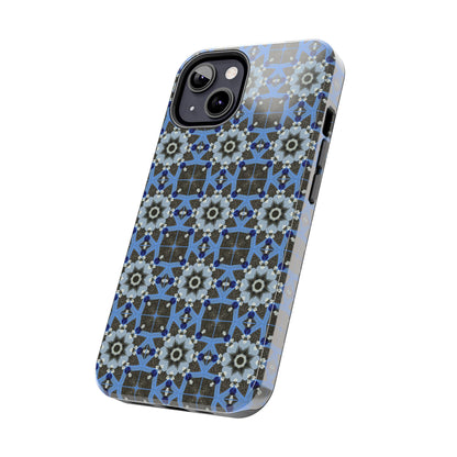 Blue Quilt Pattern Phone Case – Geometric Floral Protective Cover for iPhone & Android Models